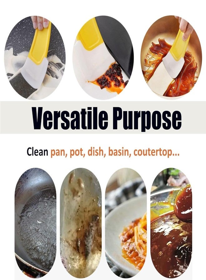 YPTC Silicone Pan Scraper Dish Cleaning Spatula Bowl Scraper Dish Scraper Non Stick Kitchen Scraper Pan Rubber Cleaning Spatula Pot Cleaning Tool 3 PCS (Multicolor) - Image 3